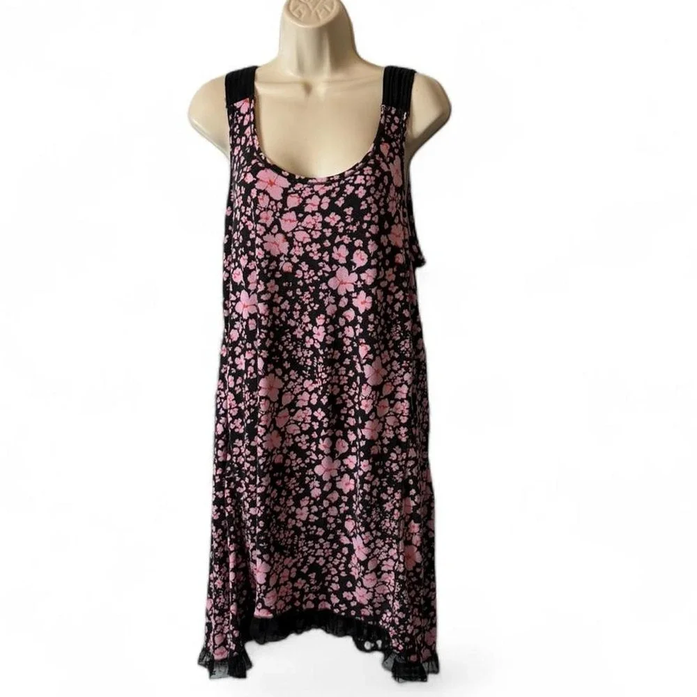 Simply Vera Vera Wang Pink & Black Floral Nightgown, Women's Size XL